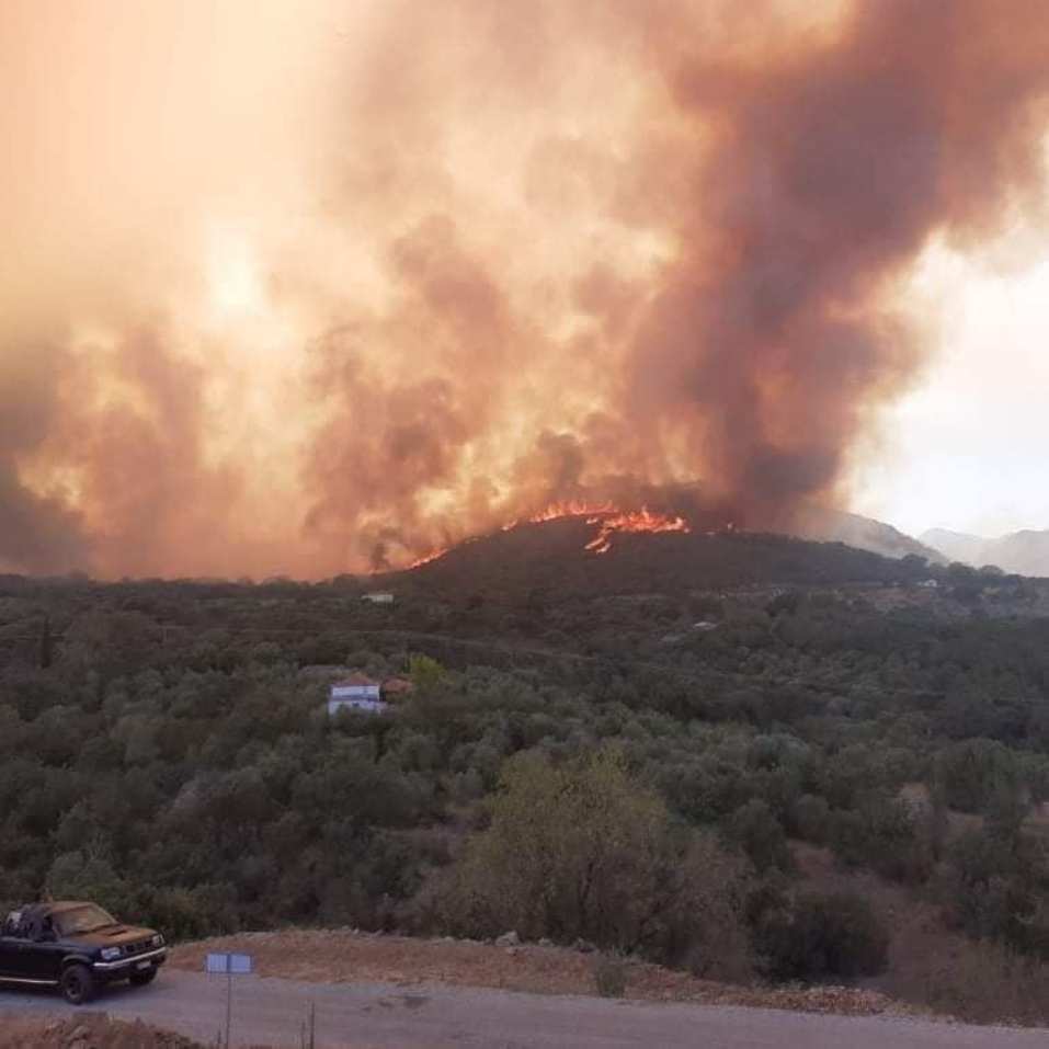 πυρκαγιά στην ανατολική μάνη: συνεχείς αναζωπυρώσεις λόγω τον ισχυρών ανέμων – ενεργοποιήθηκε το copernicus 26