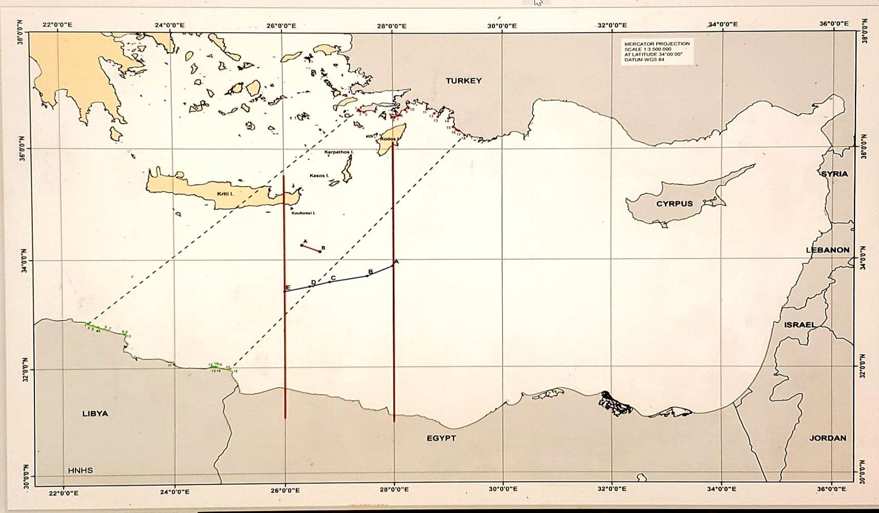 Χάρτης οριοθέτησης ΑΟΖ