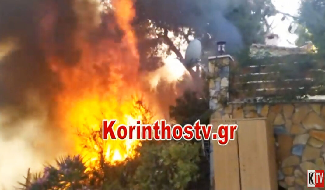 Δίπλα στα σπίτια η φωτιά στα Ίσθμια! Απειλούνται σπίτια - Έκκληση να εκκενωθεί ο οικισμός (video)