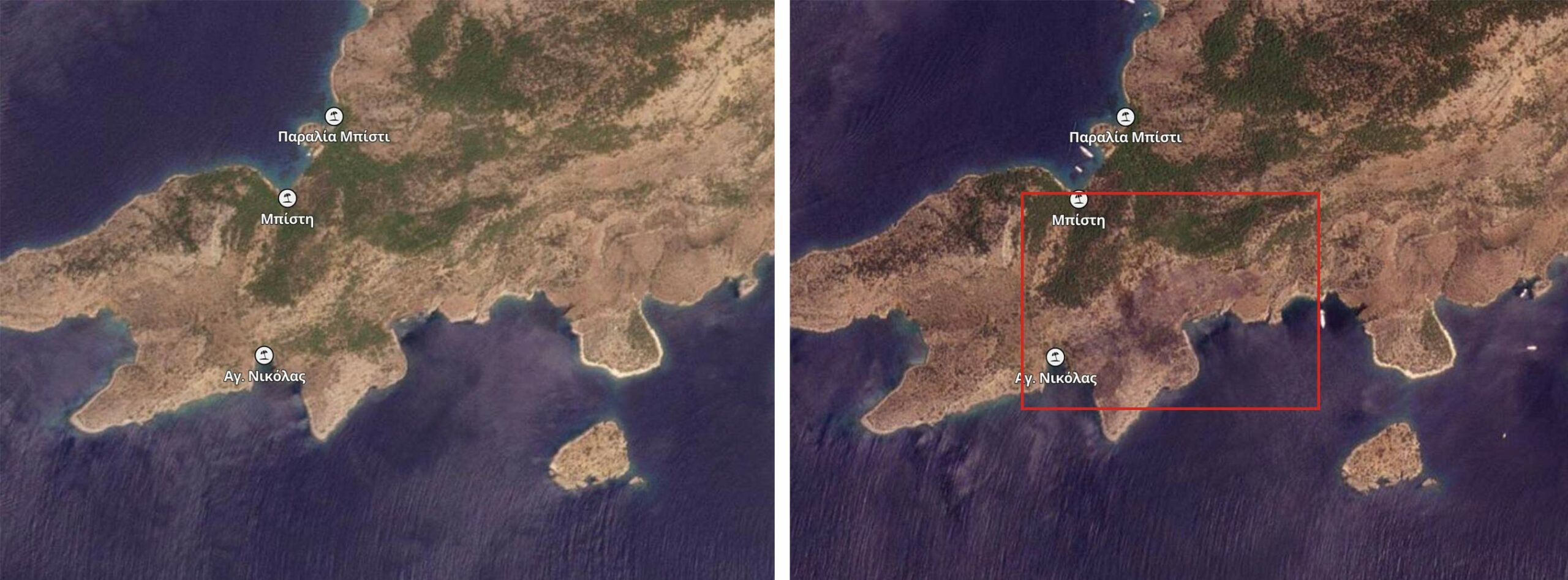 burned area comparison scaled