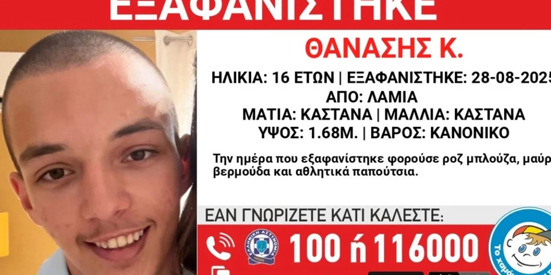 Συναγερμός στις Αρχές για την εξαφάνιση 16χρονου στη Λαμία