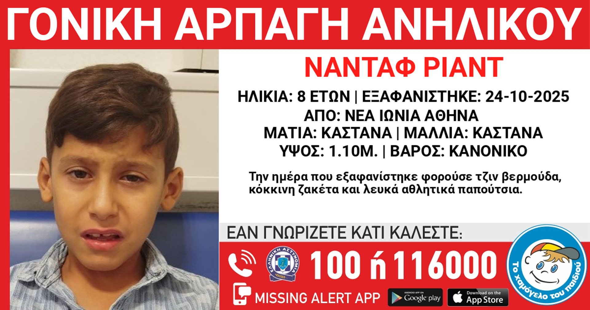 Συναγερμός για γονική αρπαγή 8χρονου από τη Νέα Ιωνία