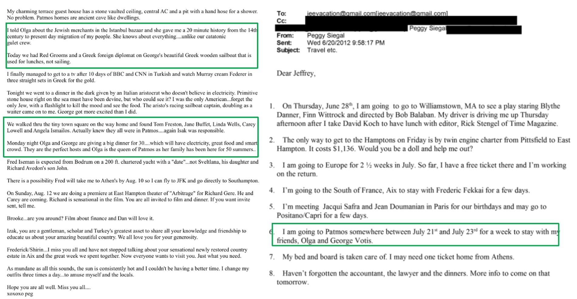 Έγγραφα Επστάιν, Ελλάδα